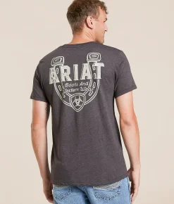 Tops|Graphic T-Shirts | Ariat Horseshoe Stamped T-Shirt Heather Brown