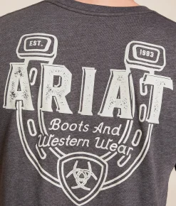 Tops|Graphic T-Shirts | Ariat Horseshoe Stamped T-Shirt Heather Brown