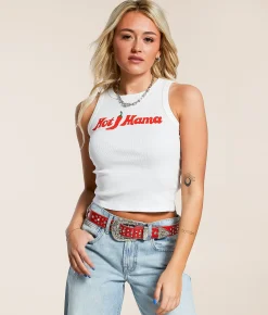 Girl Dangerous Hot Mama Tank Top White Hot