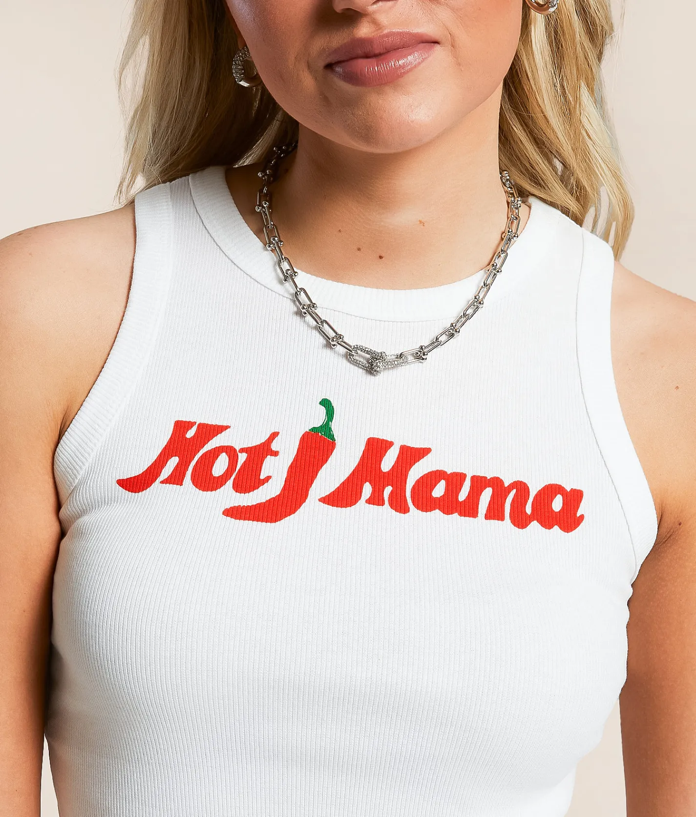 Girl Dangerous Hot Mama Tank Top White Hot