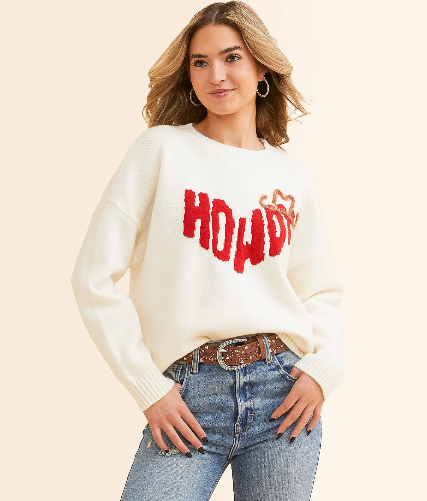 Tops | Pretty Garbage Howdy Sweater Cream