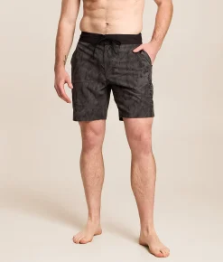 Bottoms|Swimwear | Affliction Howitzer Oak Tree Leaves Camo Stretch Boardshort Dk Charcoal Heather