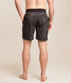 Bottoms|Swimwear | Affliction Howitzer Oak Tree Leaves Camo Stretch Boardshort Dk Charcoal Heather