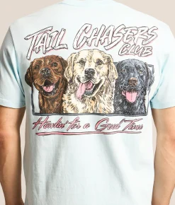 Tail Chasers Club Howlin' Good Time T-Shirt Chambray Pigment Dye Hot
