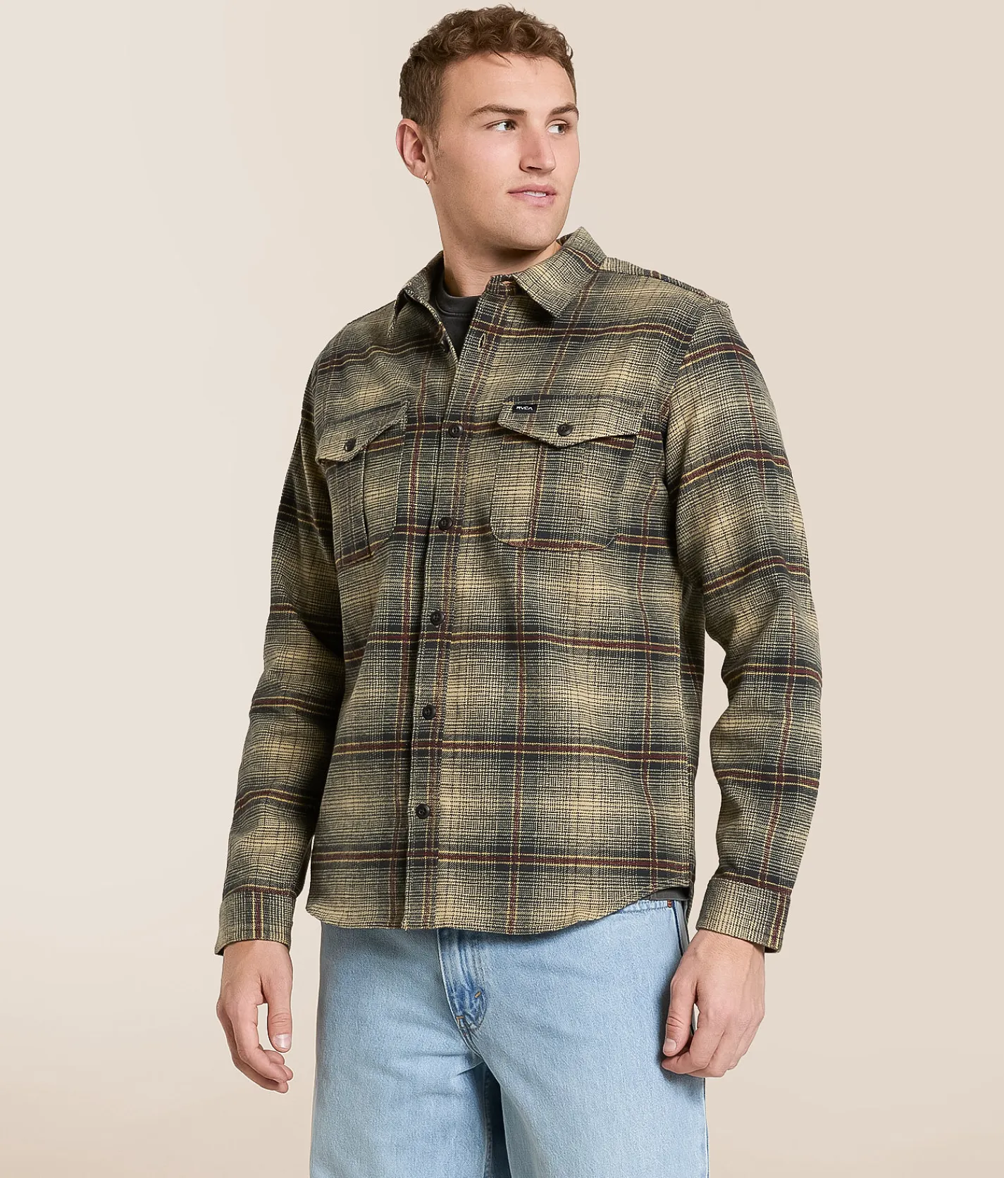 RVCA Hughes Flannel Shirt Pirate Black Discount
