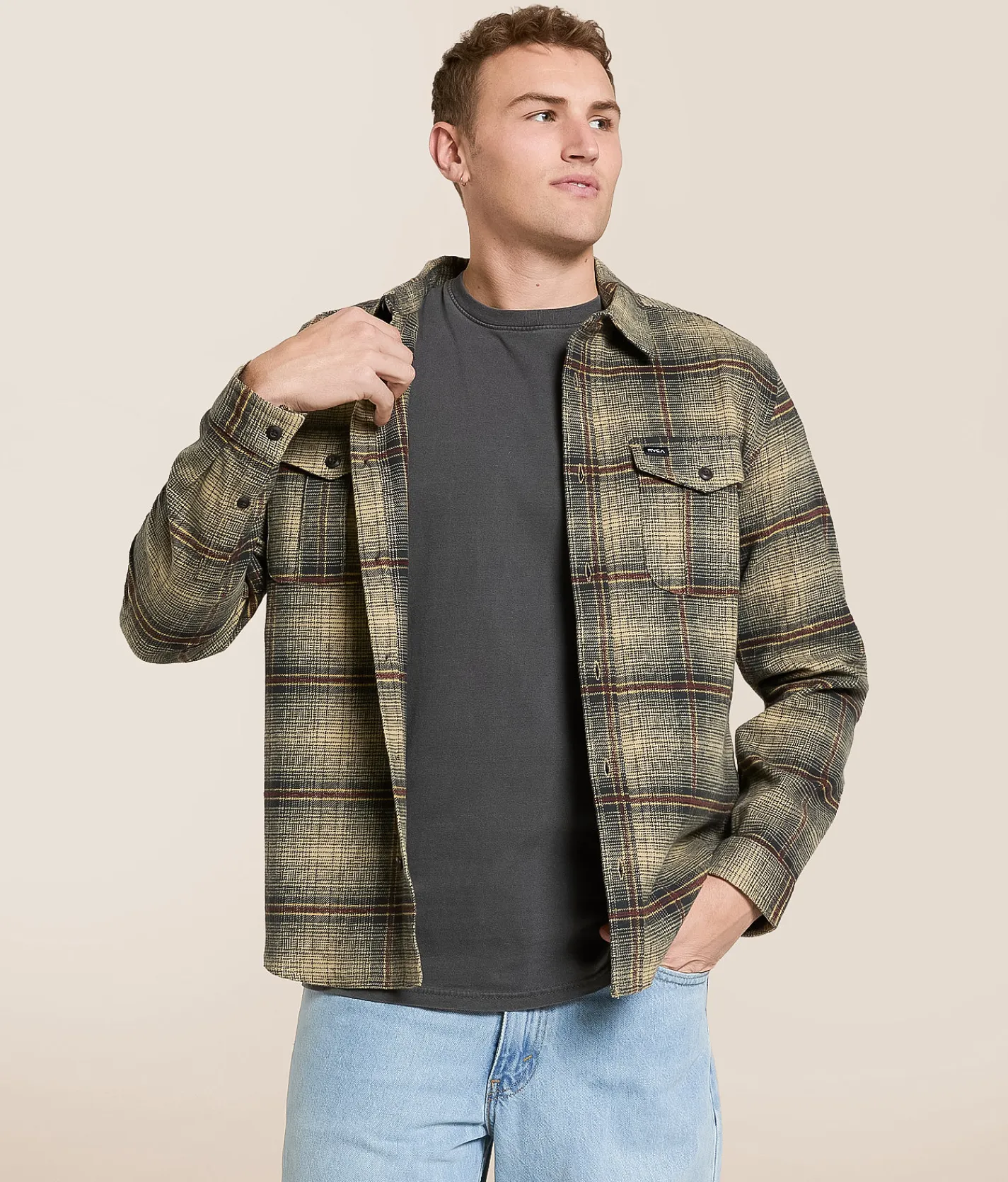 RVCA Hughes Flannel Shirt Pirate Black Discount