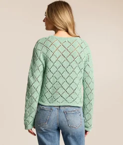 Tops | Z Supply Hullen Crochet Sweater Crystal Green