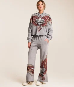 Affliction Hyper Speed Cropped Hoodie Silver Lava Wash Outlet