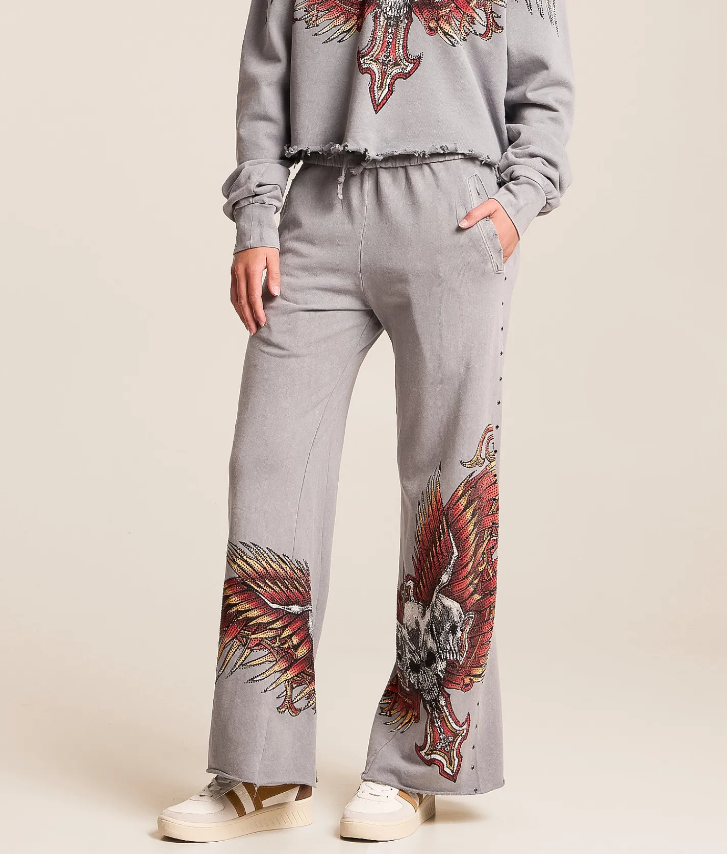 Bottoms | Affliction Hyper Speed Wide Leg Sweatpant Silver Lava Wash