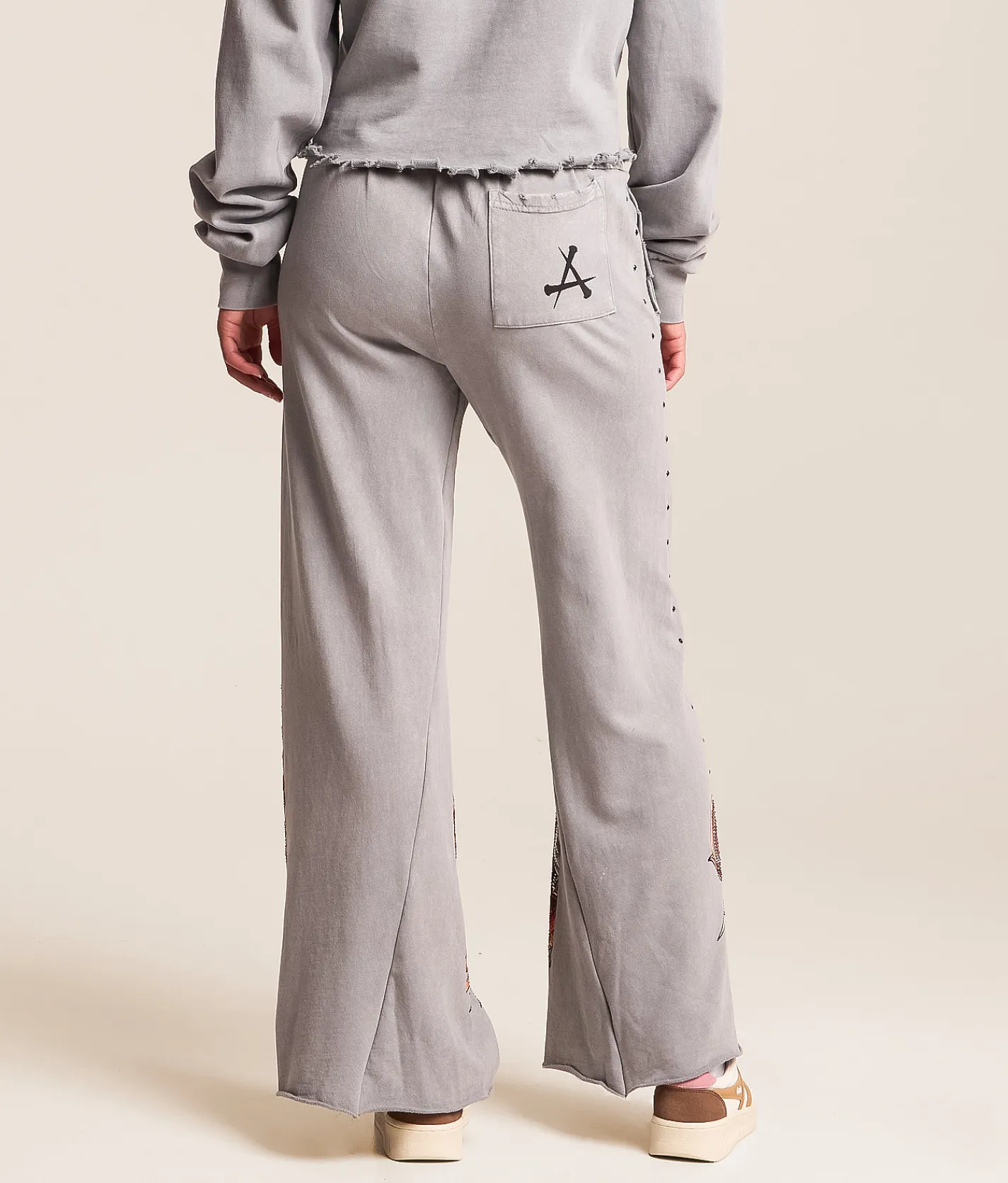 Bottoms | Affliction Hyper Speed Wide Leg Sweatpant Silver Lava Wash