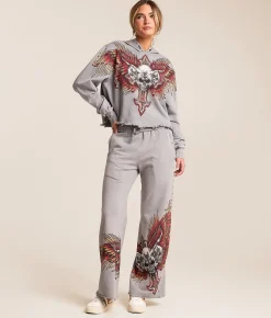 Bottoms | Affliction Hyper Speed Wide Leg Sweatpant Silver Lava Wash