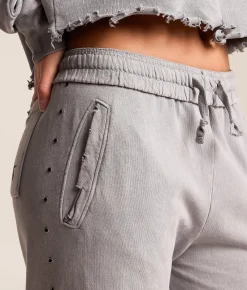 Bottoms | Affliction Hyper Speed Wide Leg Sweatpant Silver Lava Wash