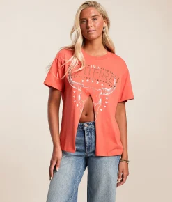 Tops | Modish Rebel I'm A Spitfire Oversized T-Shirt Red Orange