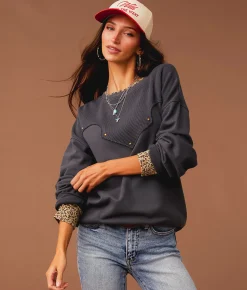 Sterling & Stitch If The Boot Fits Pullover Washed Black Online