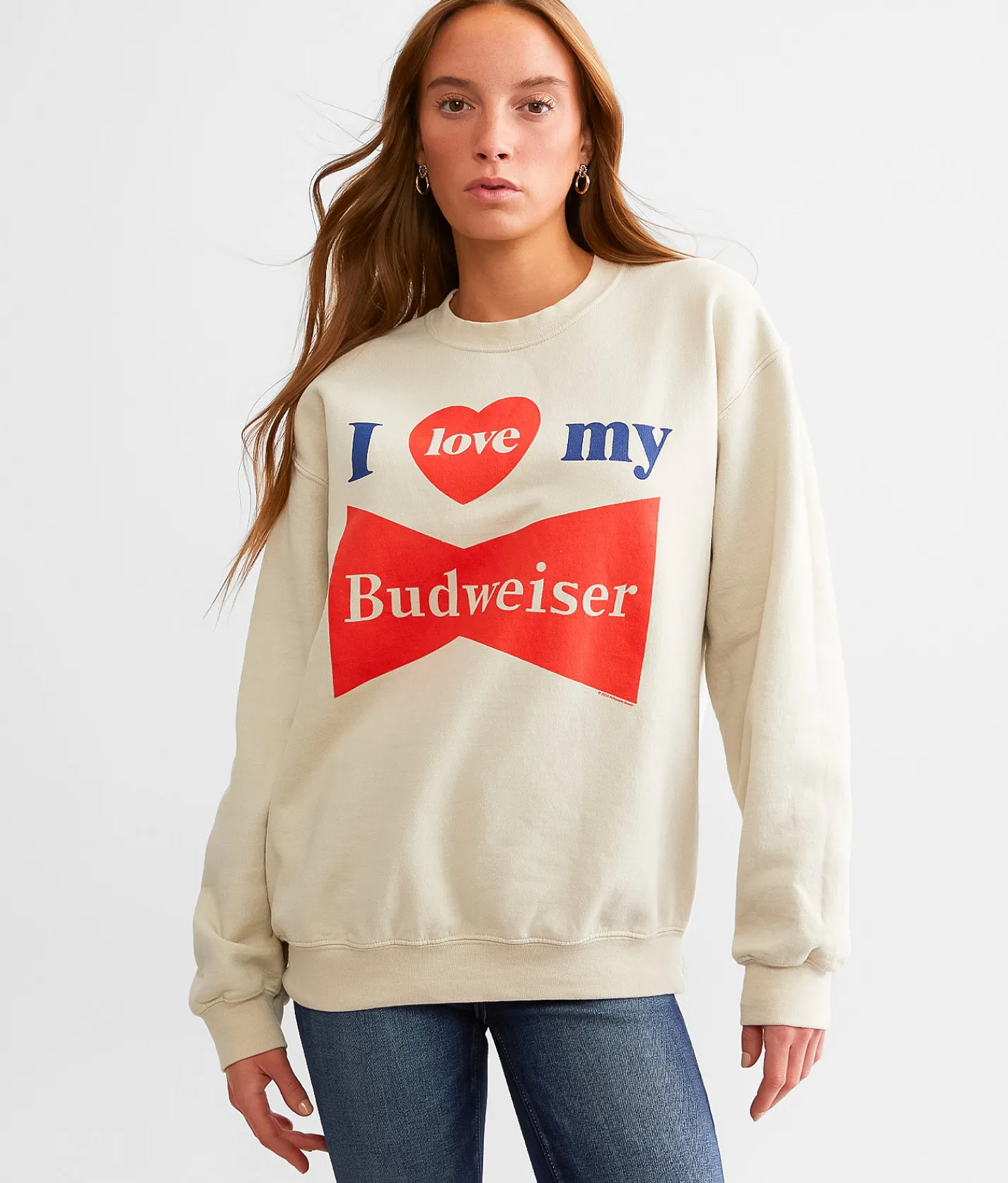 Tops | Junkfood I Love My Budweiser Pullover Sand