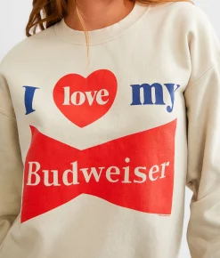 Tops | Junkfood I Love My Budweiser Pullover Sand