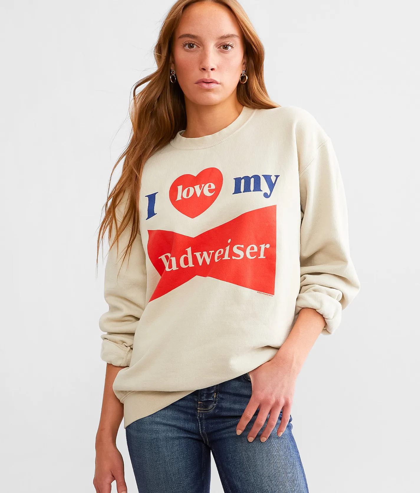 Tops | Junkfood I Love My Budweiser Pullover Sand