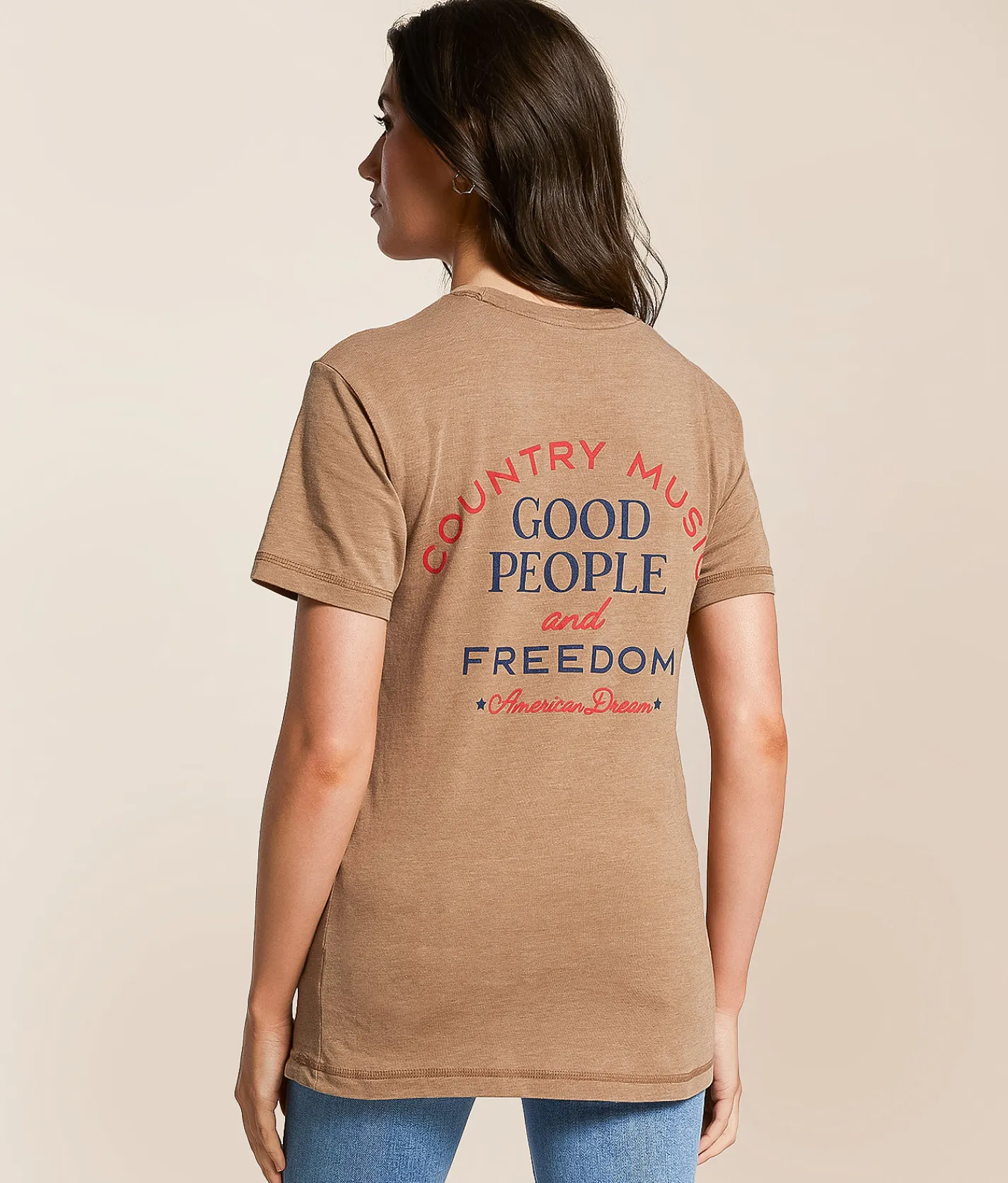 Southern Bliss I Love This Land T-Shirt Brown New