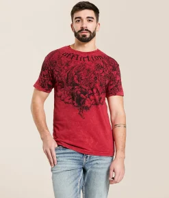Graphic T-Shirts | Affliction Immortal Burden T-Shirt Affliction Red Lava Wash
