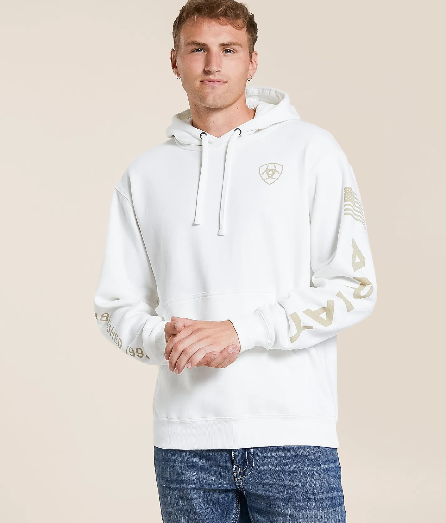 Ariat Imprint Hooded Sweatshirt Antique White Discount