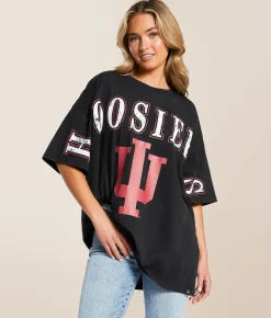 Tops | Gameday SOCIAL® Indiana Hoosiers Oversized T-Shirt Black