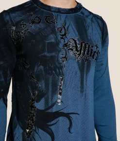 Affliction Indian Chief Reversible Thermal Aegean Blue Black Clearance