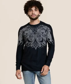 Affliction Indian Chief Reversible Thermal Aegean Blue Black Clearance