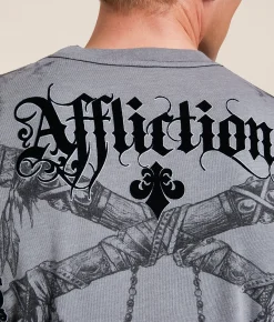 Tops|Graphic T-Shirts | Affliction Indian Chief T-Shirt Silver