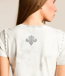 Tops | Affliction Indifference T-Shirt White Lt Grey Crystal Was
