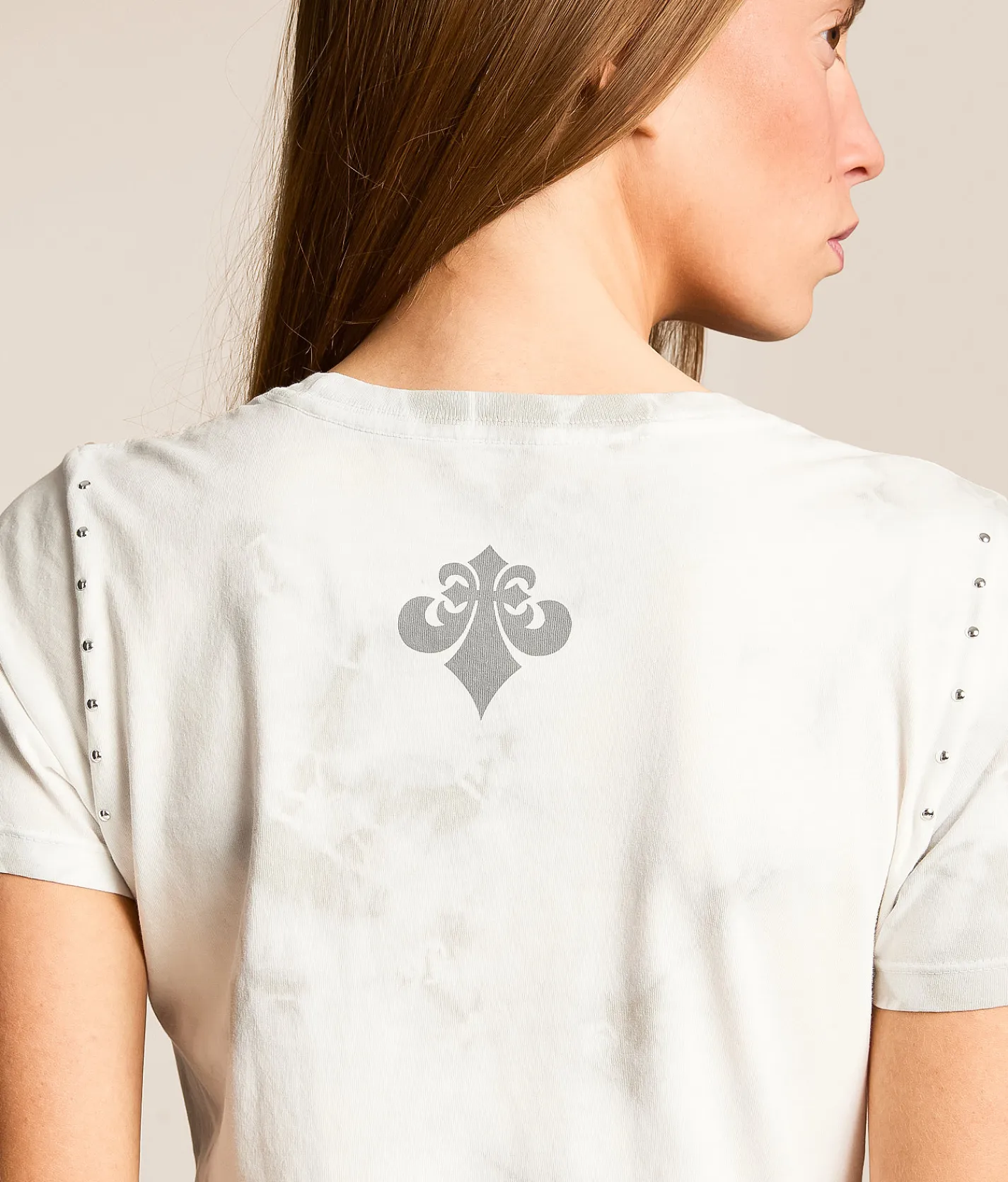 Tops | Affliction Indifference T-Shirt White Lt Grey Crystal Was