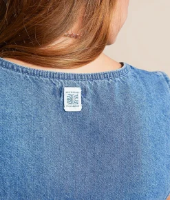 Billabong Indigo Skies Cropped Denim Vest Salt Washed Clearance