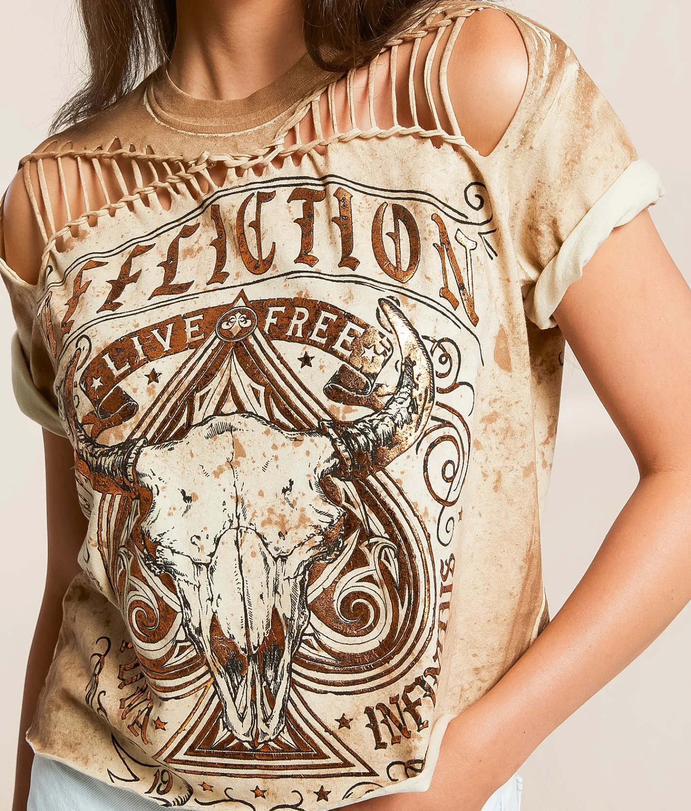 Tops | Affliction Infinite Fortune T-Shirt Biscotti Reactive