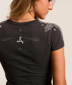 Affliction Internal Path T-Shirt Vintage Black Lava Wash New