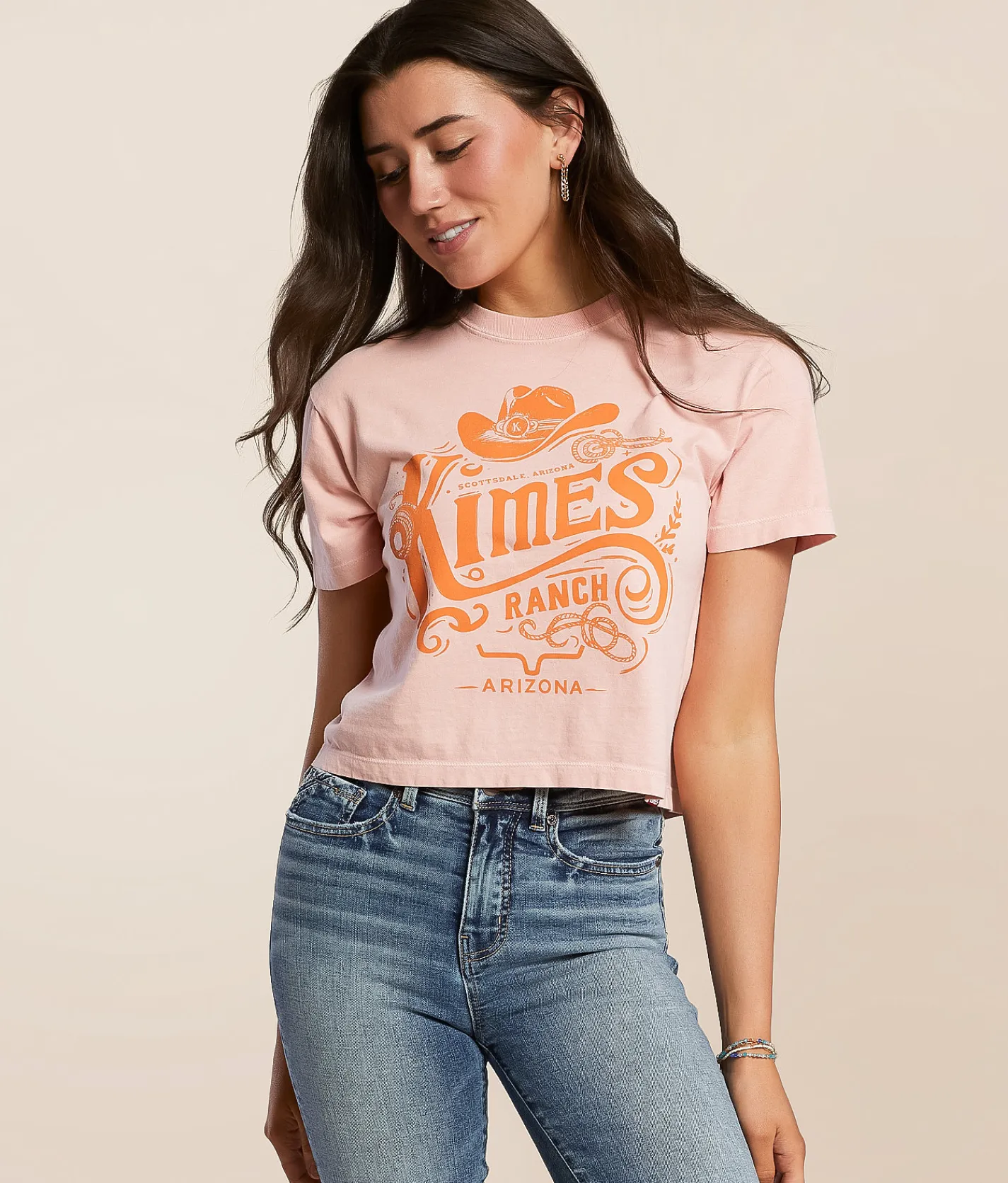 Tops | Kimes Ranch Invitation Cropped T-Shirt Peach