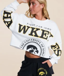 Tops | Gameday SOCIAL® Iowa Hawkeyes Cropped Pullover White