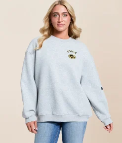 Tops|Activewear | HYPE AND VICE Iowa Hawkeyes Oversized Pullover Heather Grey