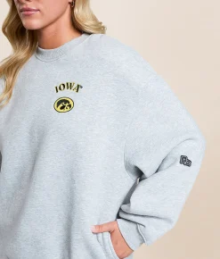 Tops|Activewear | HYPE AND VICE Iowa Hawkeyes Oversized Pullover Heather Grey
