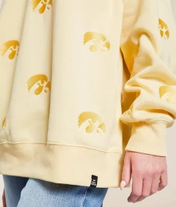 Tops | Gameday SOCIAL® Iowa Hawkeyes Oversized Pullover Pale Yellow