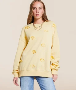 Tops | Gameday SOCIAL® Iowa Hawkeyes Oversized Pullover Pale Yellow