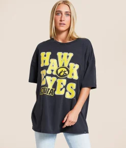 Tops | Gameday SOCIAL® Iowa Hawkeyes Oversized T-Shirt Black
