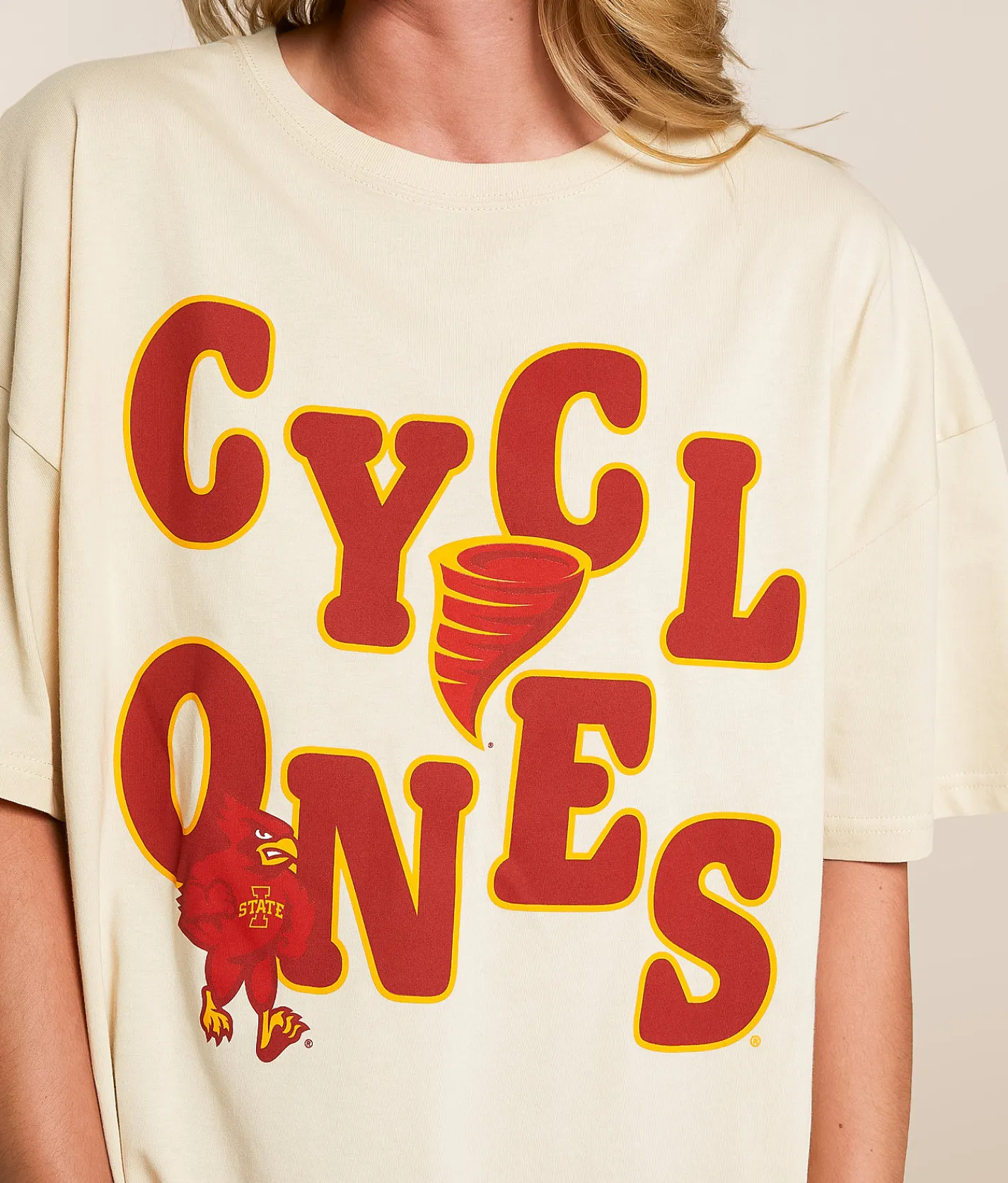 Gameday SOCIAL® Iowa State Cyclones Oversized T-Shirt Oatmeal Sale