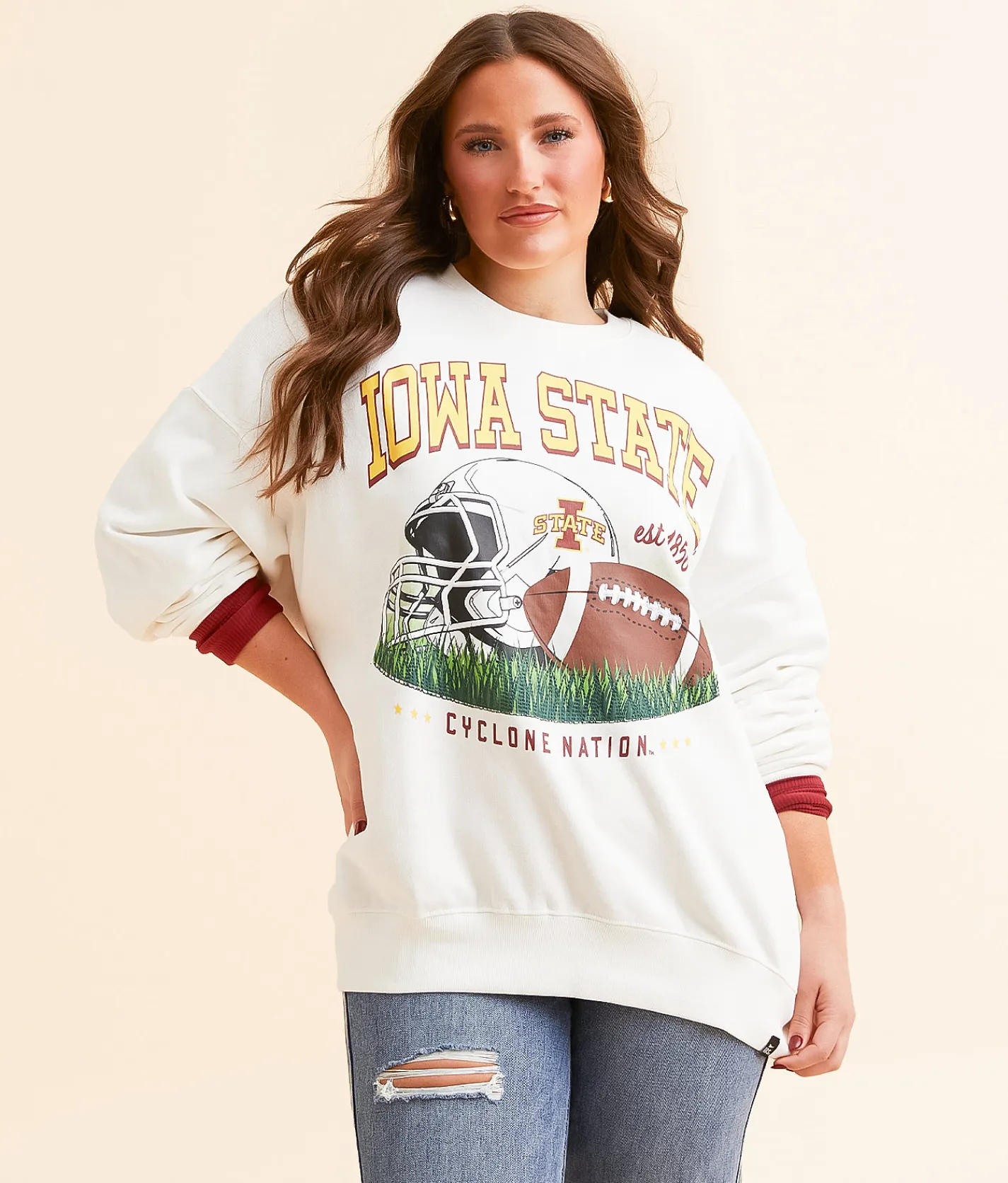 Gameday SOCIAL® Iowa State Oversized Pullover White Best