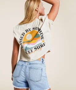 Tops | Reef Iris Cropped T-Shirt Fog Acid Wash