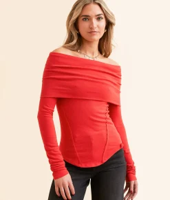 Free People Iris Off The Shoulder Top Chocolate Fondant Online
