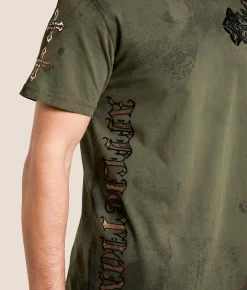 Tops|Graphic T-Shirts | Affliction Iron Crusade T-Shirt Deep Depths