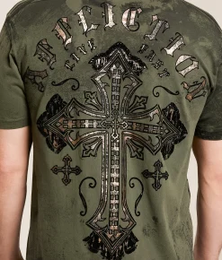 Tops|Graphic T-Shirts | Affliction Iron Crusade T-Shirt Deep Depths