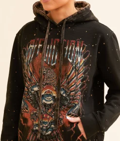 Affliction Iron Eagle Hooded Sweatshirt Black Rustic Brown Lava