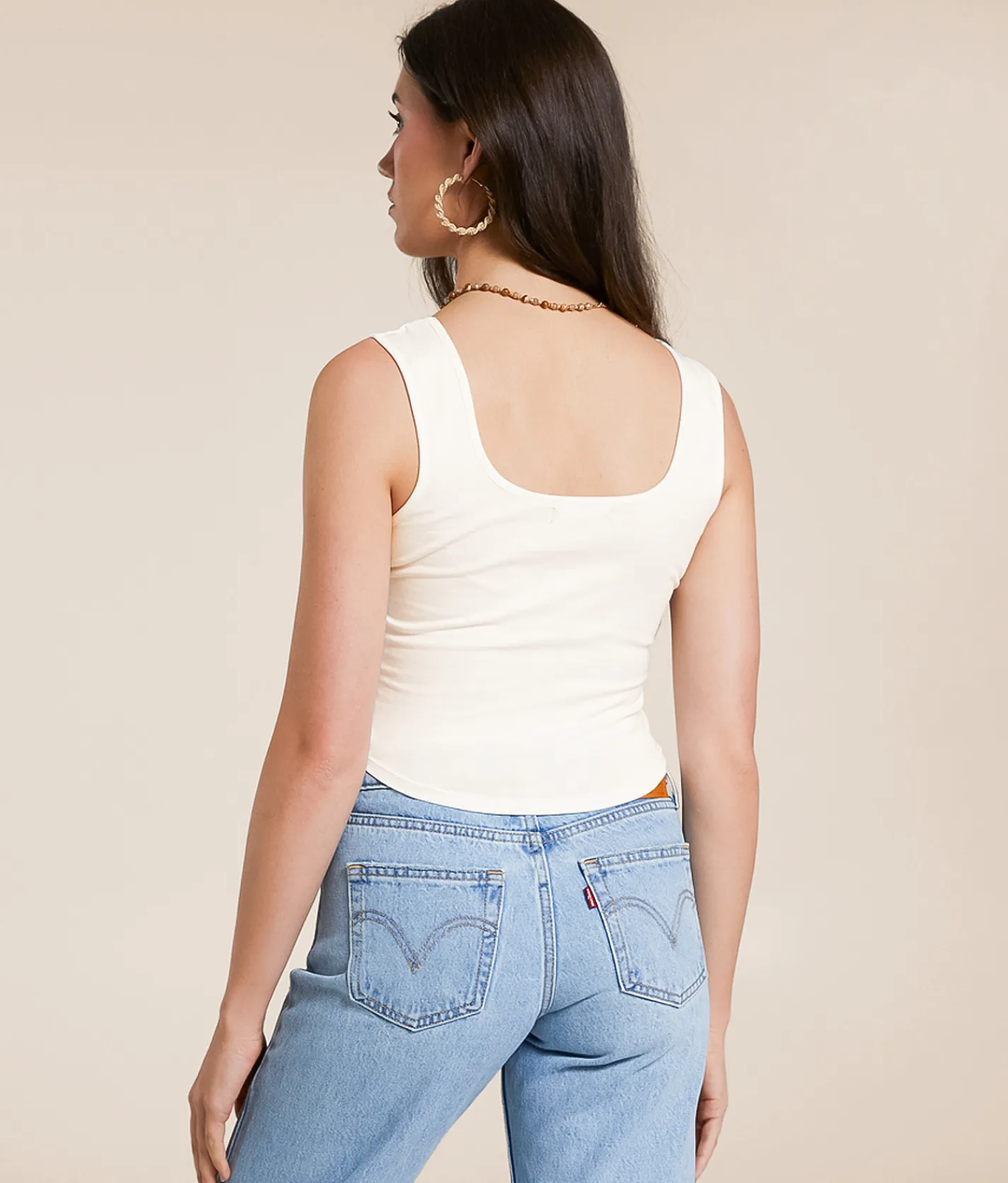 La La Land Iron Horse Corset Cropped Tank Top Ivory Outlet