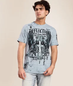 Affliction Iron Thunder T-Shirt Slate Dk Slate Crystal Wa