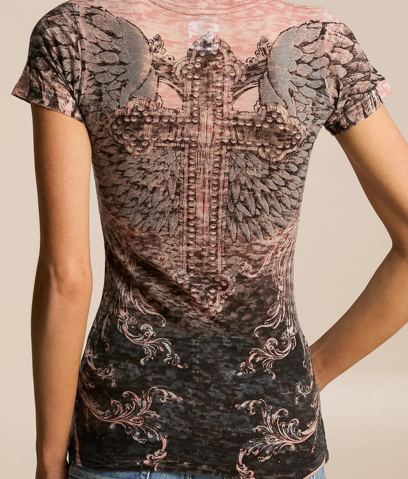 Tops | Affliction Isabella Burnout T-Shirt Cafe Creme Reactive